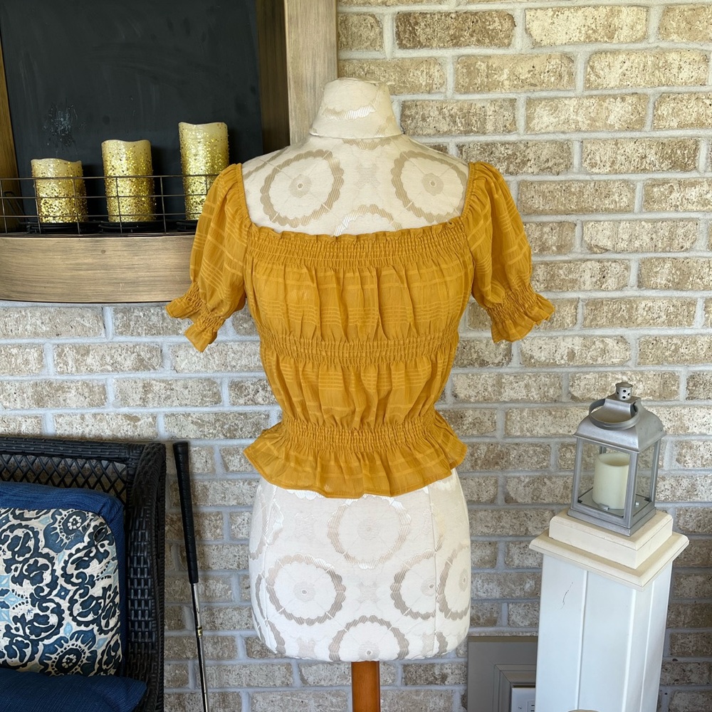 Shein mustard yellow milk maid top size S